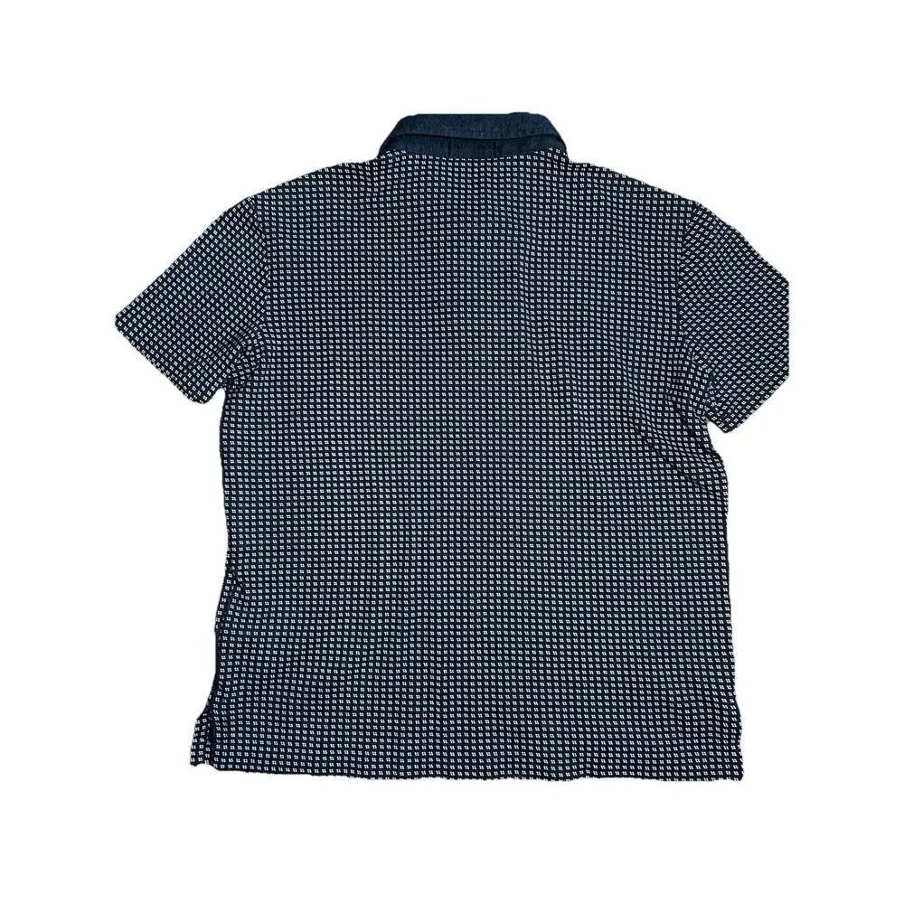 Polo Ralph Lauren Shirt Blue Short Sleeve Pin Dot Geometric Pattern Men’s SP